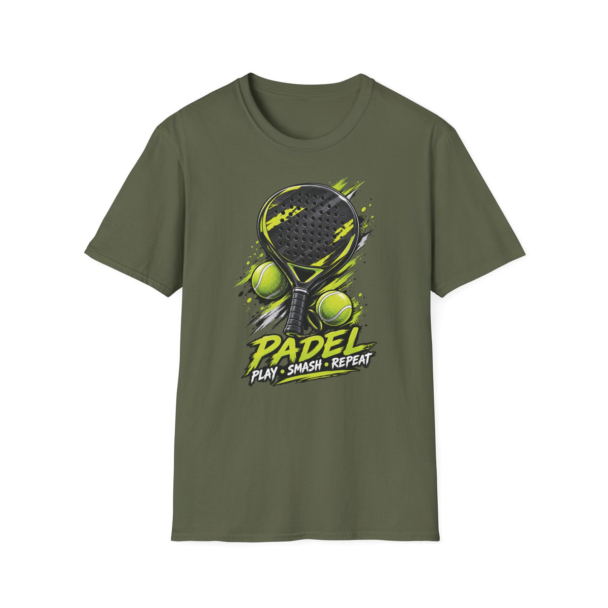 Grafik-T-Shirt mit Padelschläger und Bällen