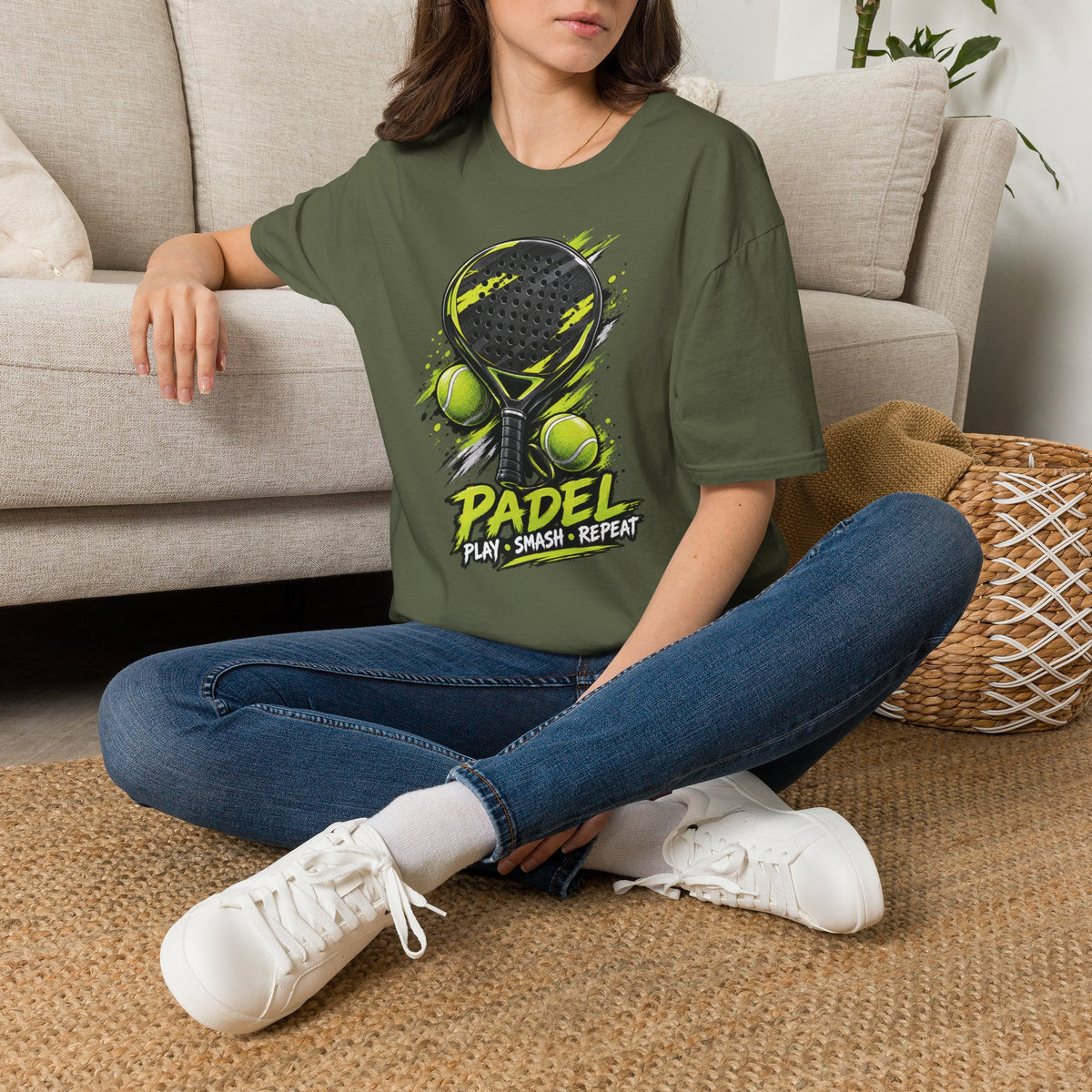 Grafik-T-Shirt mit Padelschläger und Bällen