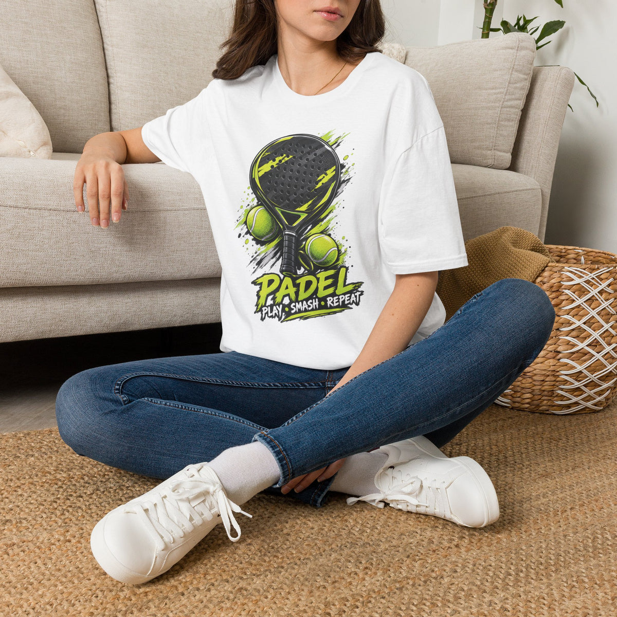Grafik-T-Shirt mit Padelschläger und Bällen