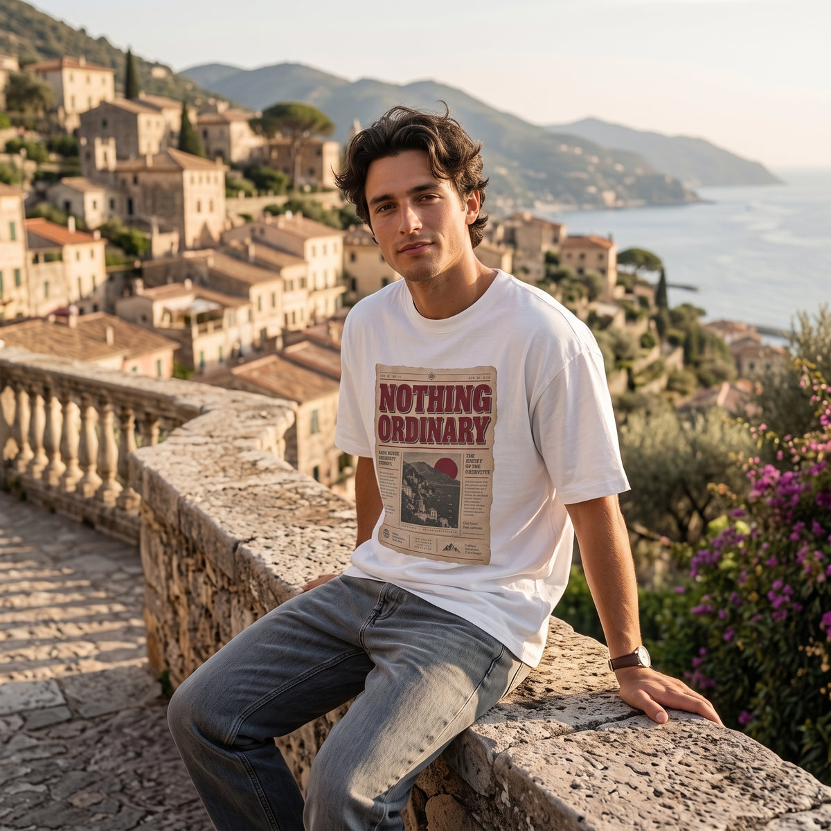 Vintage Travel Poster Oversized Tee
