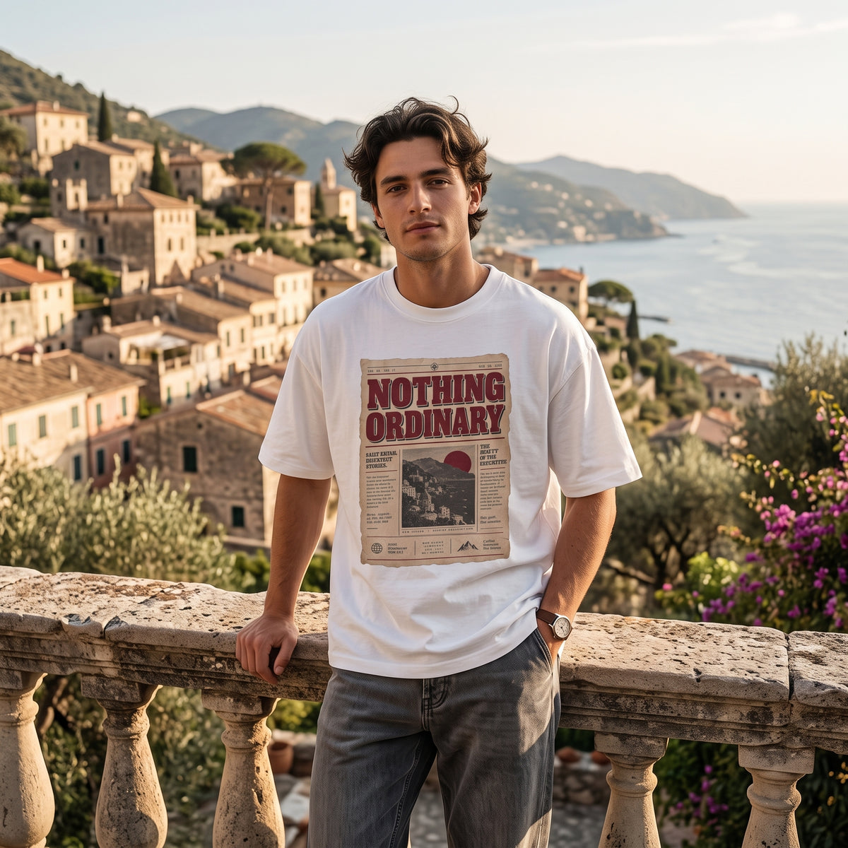 Vintage Travel Poster Oversized Tee