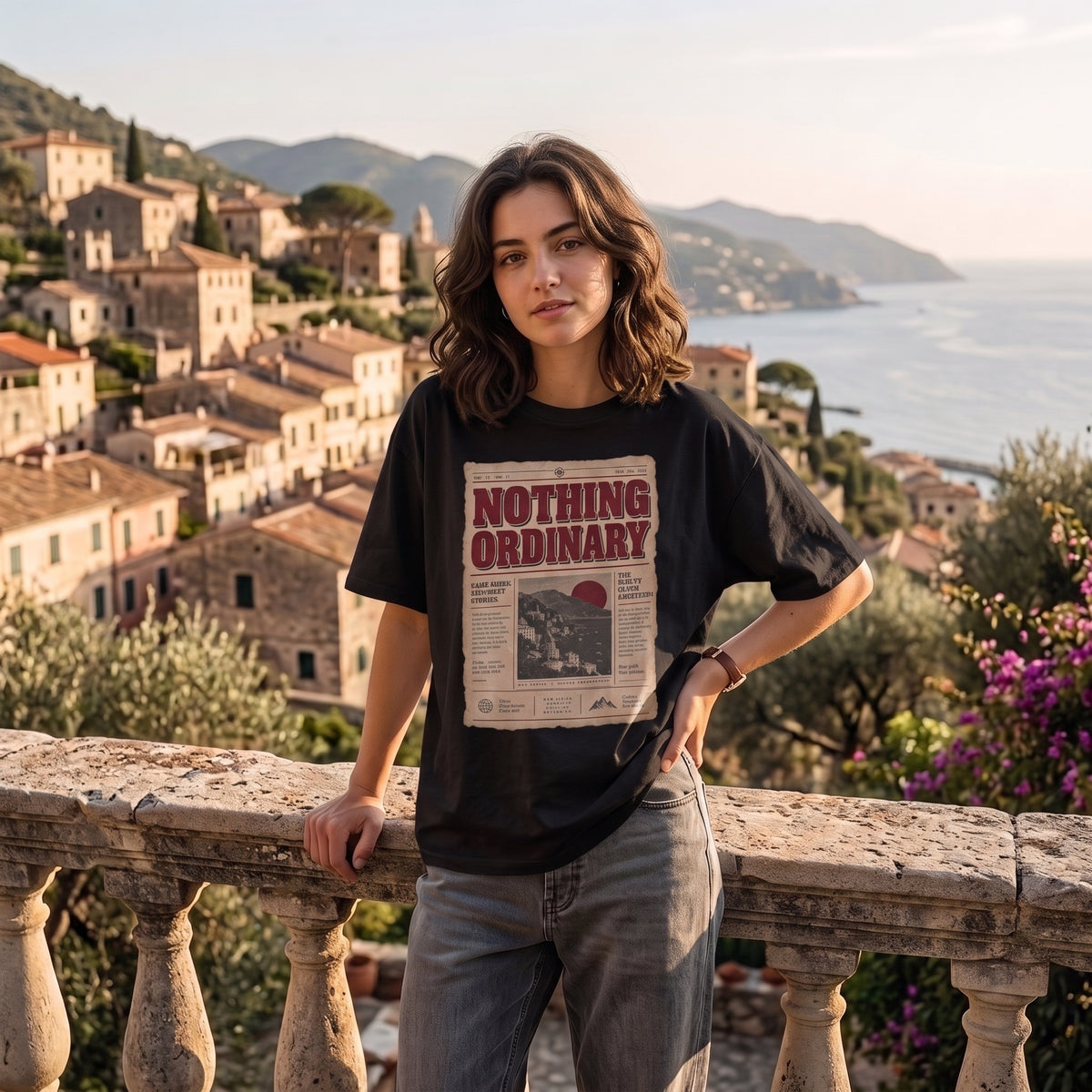 Vintage Travel Poster Oversized Tee