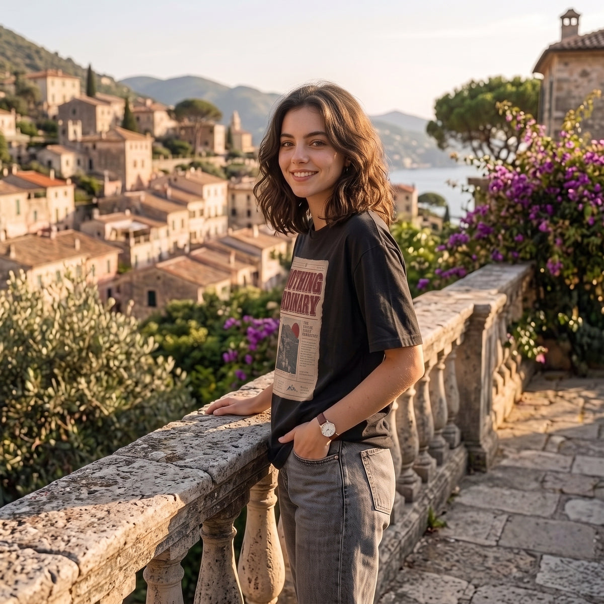 Vintage Travel Poster Oversized Tee